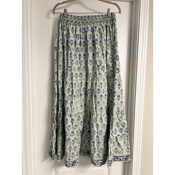 Blue Rye by Sugarbelle Cotton Hydrangea Print Maxi Skirt One Size EUC - Picture 3 of 8